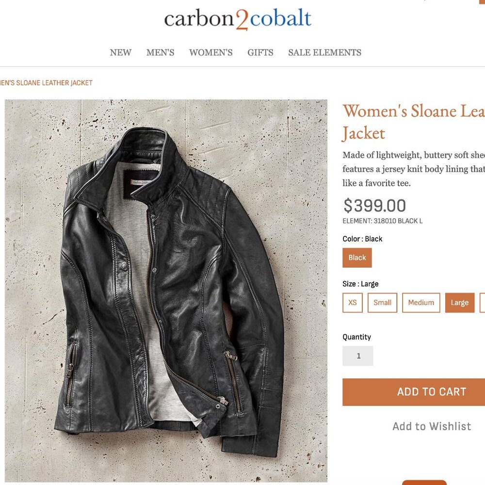 Carbon2Cobalt Women's Black Leather Jacket